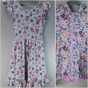 Posh Peanut Strawberry Dress + Floral Zip Hoodie Bundle 5T Bamboo